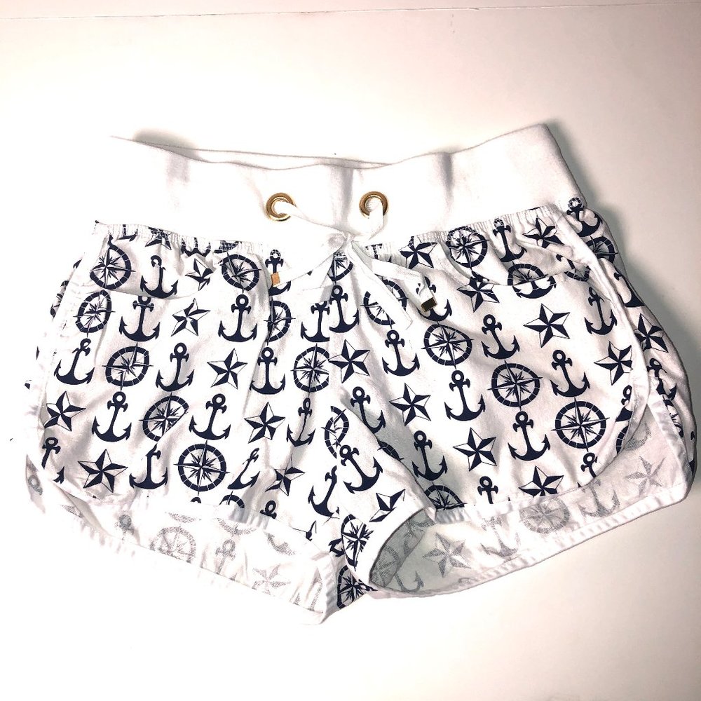 Nautical print white shorts